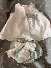 Бебешка рокля и гащички с къдри и панделка 3-6 месеца, марка Calamarо