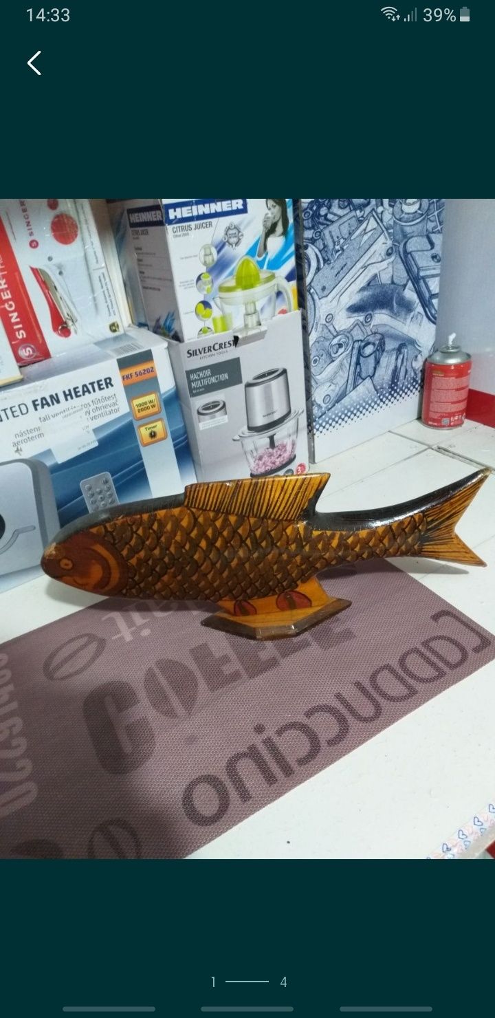 Peste din Lemn Decoratiuni Pescari