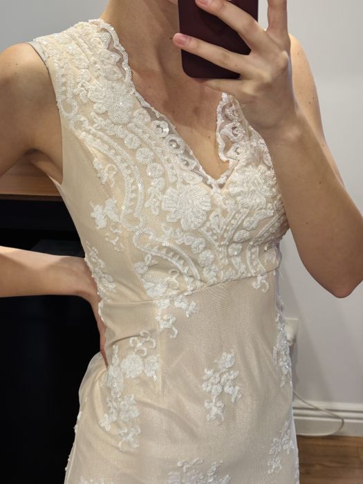 Rochie eleganta alba dantela marime S
