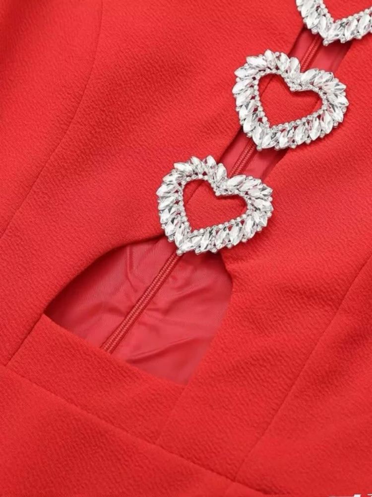 Червена рокля Crystal Hearts