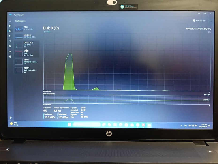 Vand Laptop HP ProBook, i5, 17.3inch Display,  16Gb DDR3, 240 Gb SSD