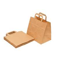 Pungi catering hartie kraft natur 32+21x24 cm, Set 150 Bucati