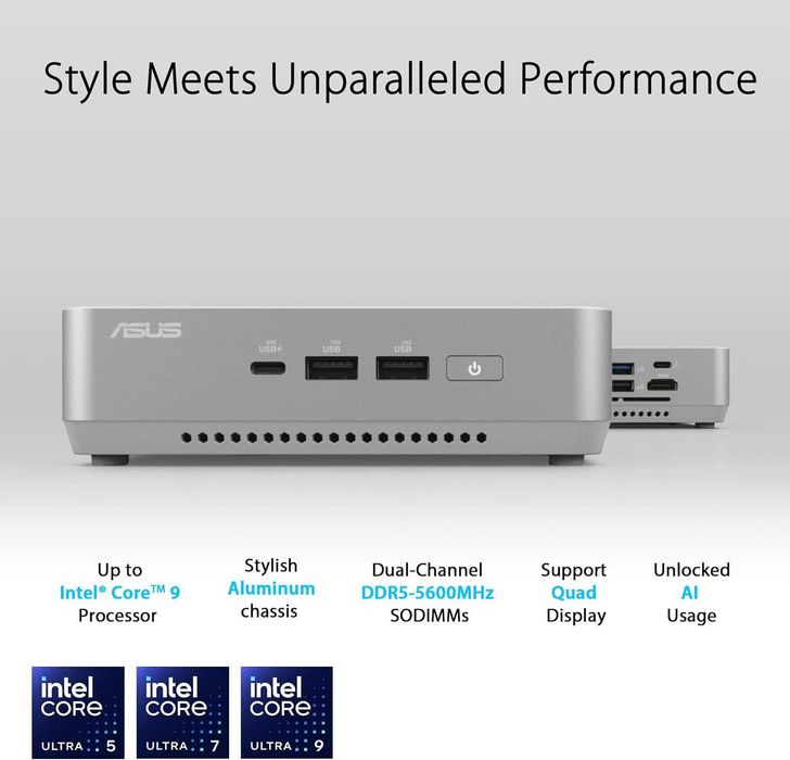 Mini PC Мини Пк ASUS NUC 14 Pro+ Core Ultra 9 185H 96GB DDR5 4TB SSD