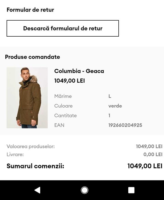 Geaca Columbia bărbați