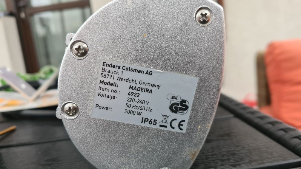 Incalzitor de terasa electric cu infrarosu si telecomanda Enders Madei