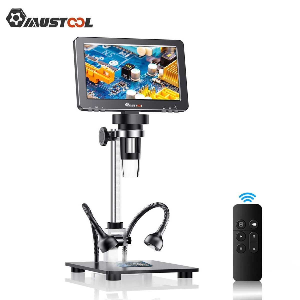 Цифров микроскоп MUSTOOL DM9 Pro 1200X LED 16MP 7 инча със светлини