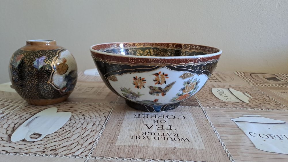 Ръчно рисувани купа и ваза "SATSUMA"