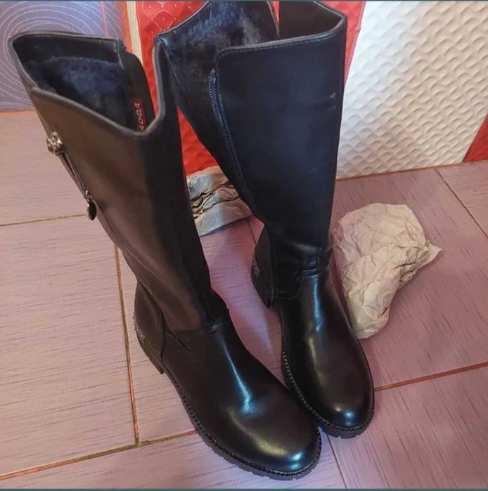 Cizme lungi blanite casual