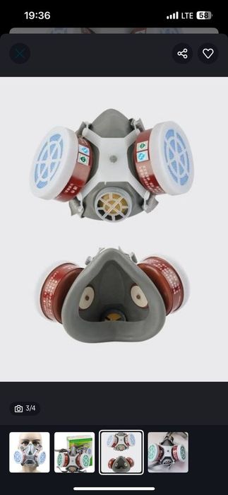 РЕСПИРАТОР УГОЛЬНЫЙ с двумя картриджами от пыли и химикатов ОПТОМ