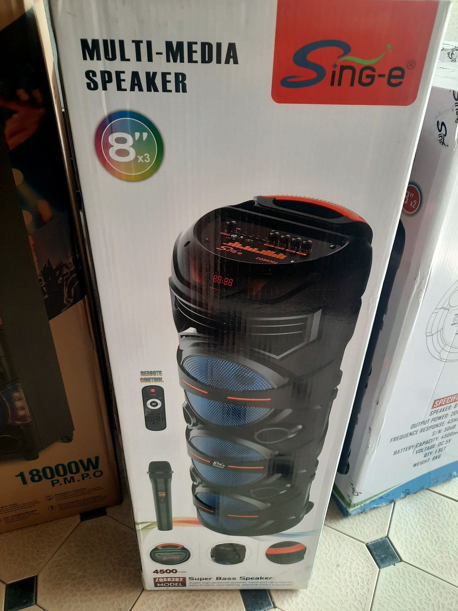БЕПУЛ Доставка,Bluetooth Караоке колонка ZQS8302(94см)+Симсиз Микрофон