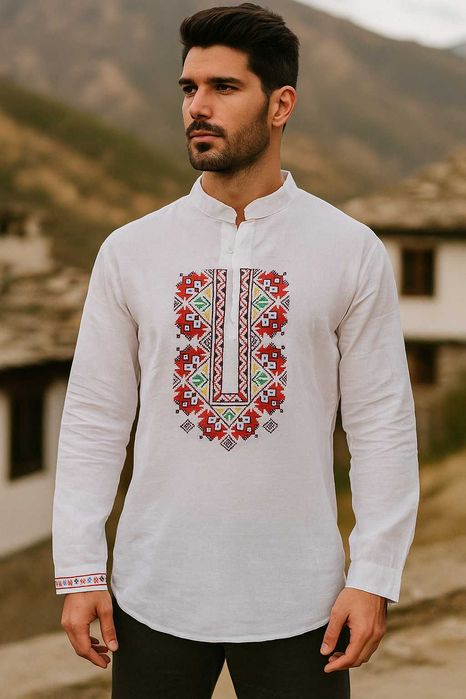 Мъжки ризи с бродирана шевица от производител