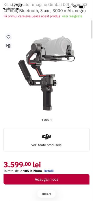 Kit Gimbal DJI Ronin S3 Combo
