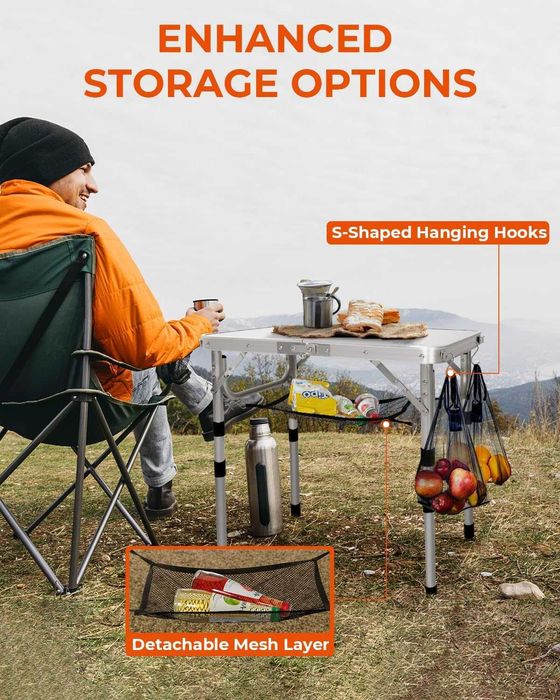 Sportneer сгъваема къмпинг маса 60×40 см с 3 височини