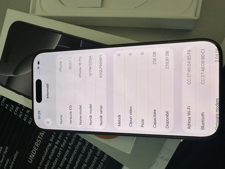 iPhone 16 Pro 256GB, impecabil, full box, garanție Orange 1.5 ani