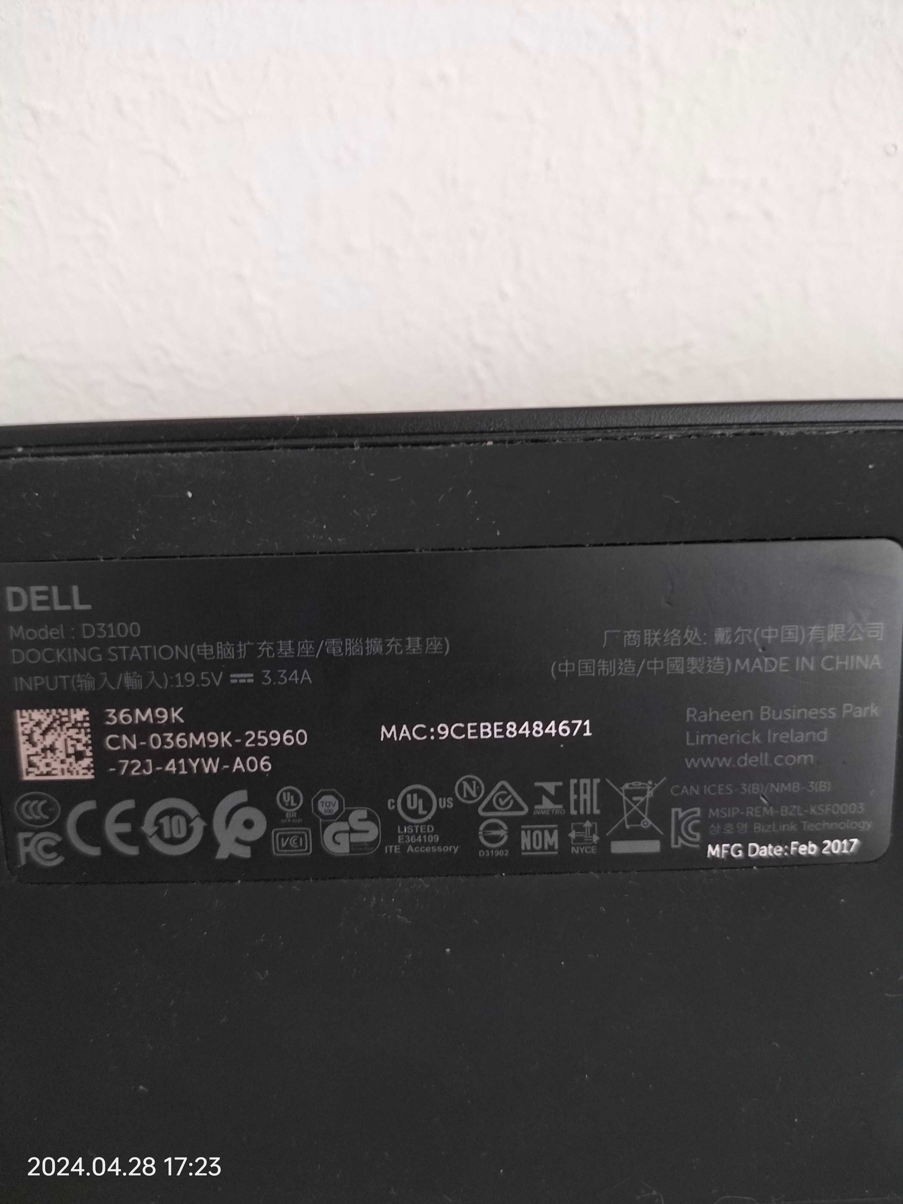 Dock (statie) Dell 4K porturi usb+hdmi+display port+ethernet