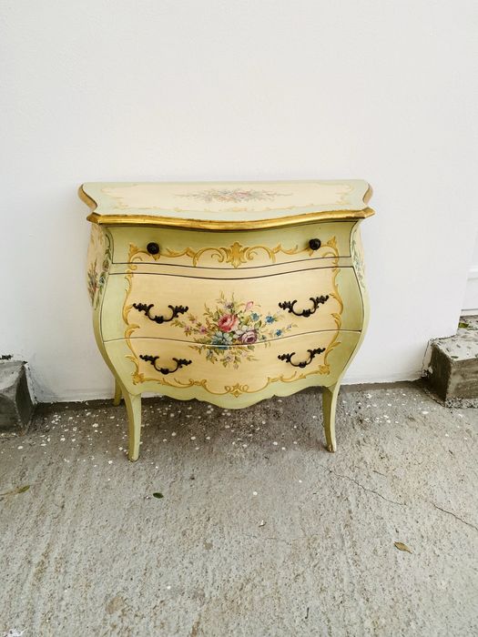 Comoda Bombata Venetian Vintage Pictata Ludovic al XV lea