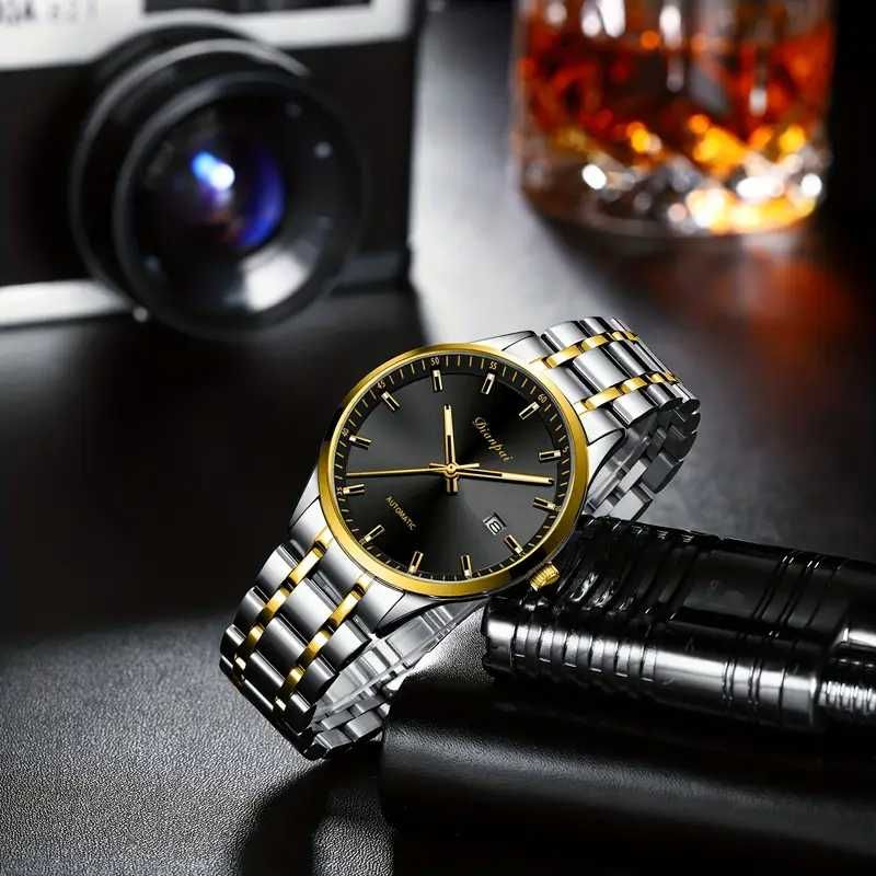 Механичен, Автоматичен, Класически златен часовник 18К Black/Gold !