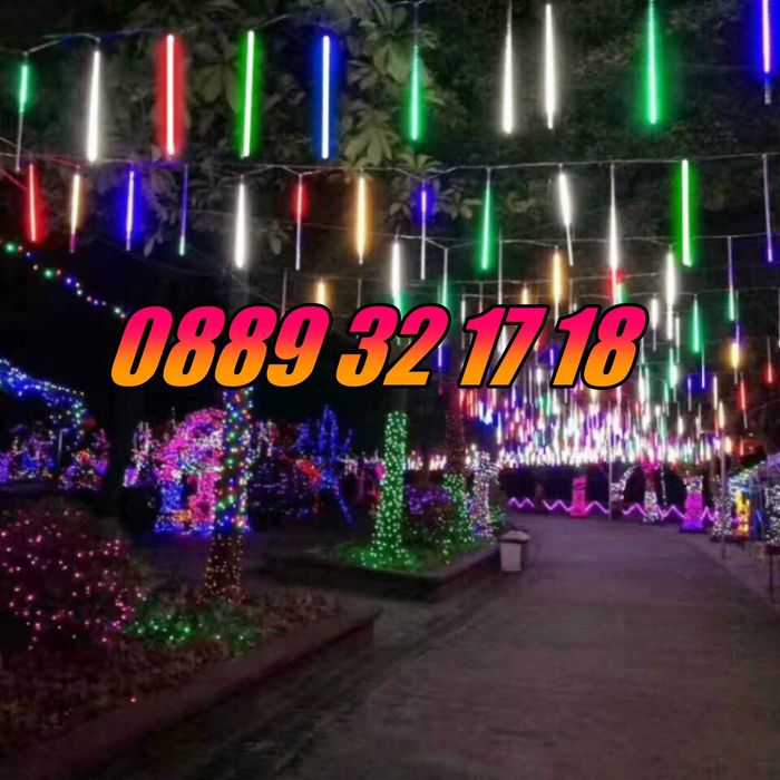 Коледни висулки падащ сняг 50 см , многоцветна, к-т от 8 тръби