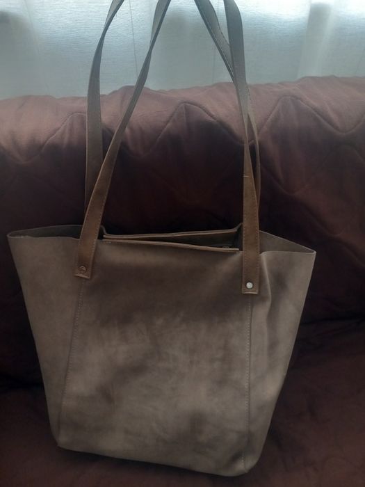 Дамска чанта естествена кожа/велур