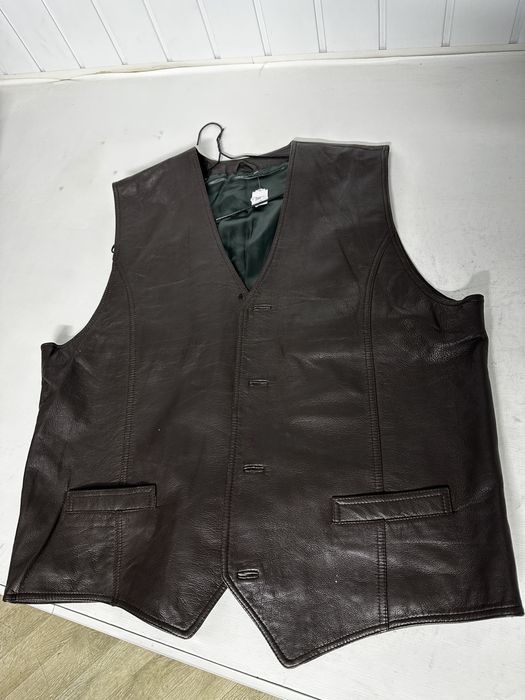 Vesta moto de piele XL maro fara nasturi