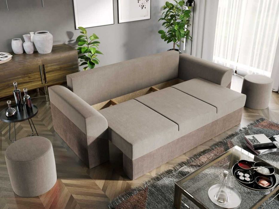 Canapea Extensibila Cali Catifea Bej / Reiat Cappuccino