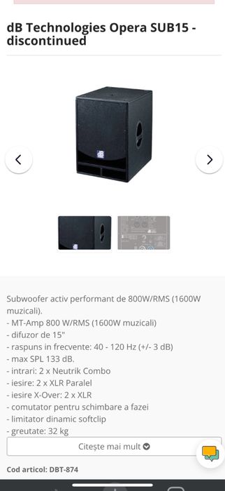 Vand sau schimb subwoofer /bass activ DB