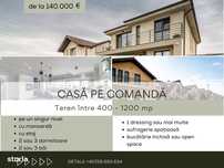 Casă nouă la cheie + teren mare (400-1200 mp) | Construcție pe comanda