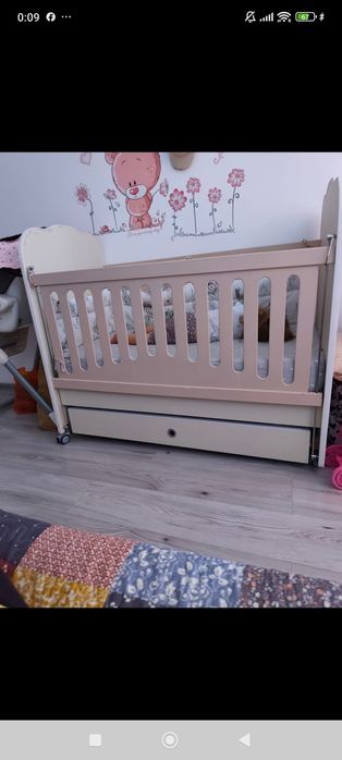 Patut cu saltea de cocos 60/120 si laterala culisanta