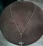 Lant Tip “Rozario” Aur Alb 18k +Cruce Diamante Albe Naturale
