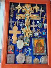 Cruce.icoane antică din argint84, bronz cu aurit și email/Rusia 1850./