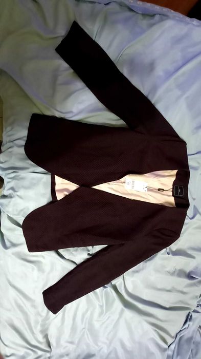 NOU! Sacou Next UK negru-maro model deosebit asimetric in colt, M