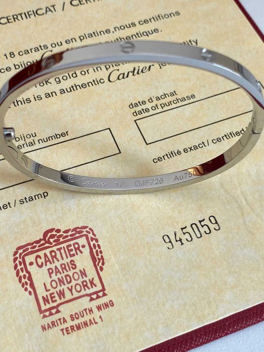 Cartier LOVE Bracelet Slim 17 White Gold 750 cu Cutie