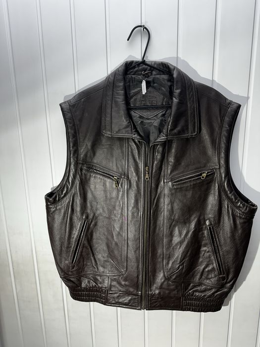 Vesta moto de piele maro Prince XXL