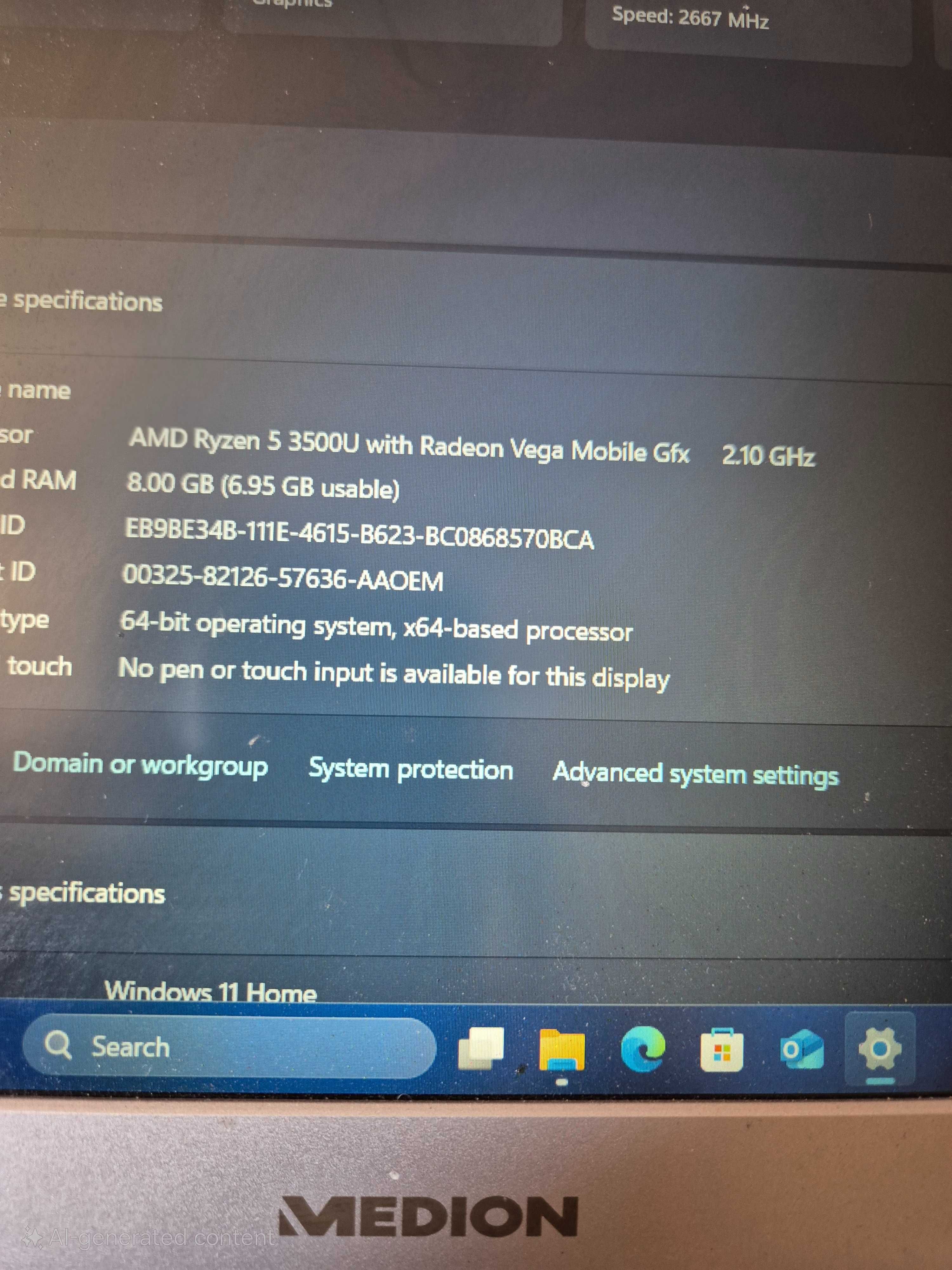 Лаптоп Medion Ryzen 5 3500U