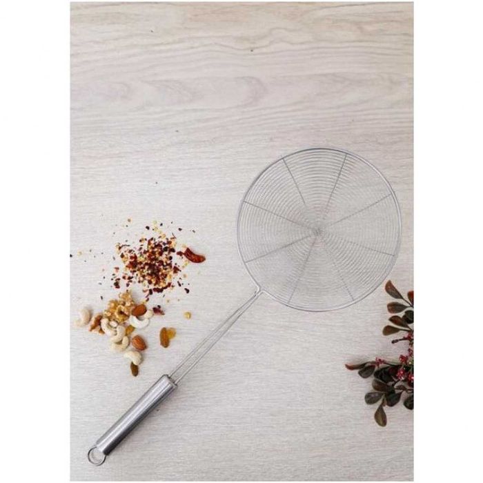 Мрежеста готварска шпатула за отцеждане от неръждаема стомана