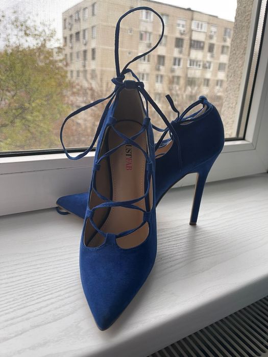 Pantofi Stiletto siret albastru 37 38