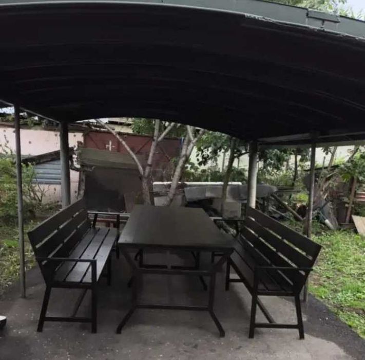 Кованая садовая мебель-столы, лавки, качели, навесы, козырьки