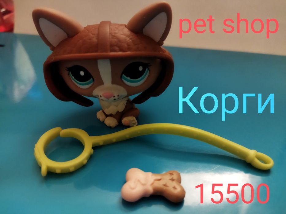 Pet shop, пёс Корги с мото-шлемом; мотоцикл; птичка ;наборы Hasbro.Ори