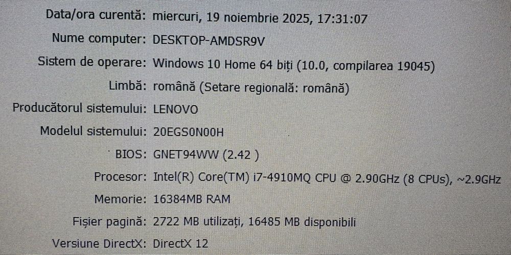 Lenovo Thinkpad W541 de 15,4" i7 4910mq 16gb 256gb ssd 2gb video