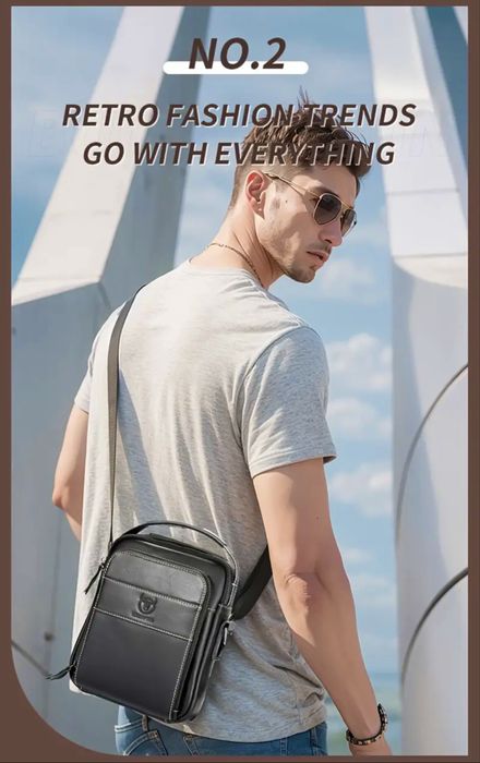 -9%Промоция•Универсална и Стилна черна кожена мъжка чанта Bullcaptain*