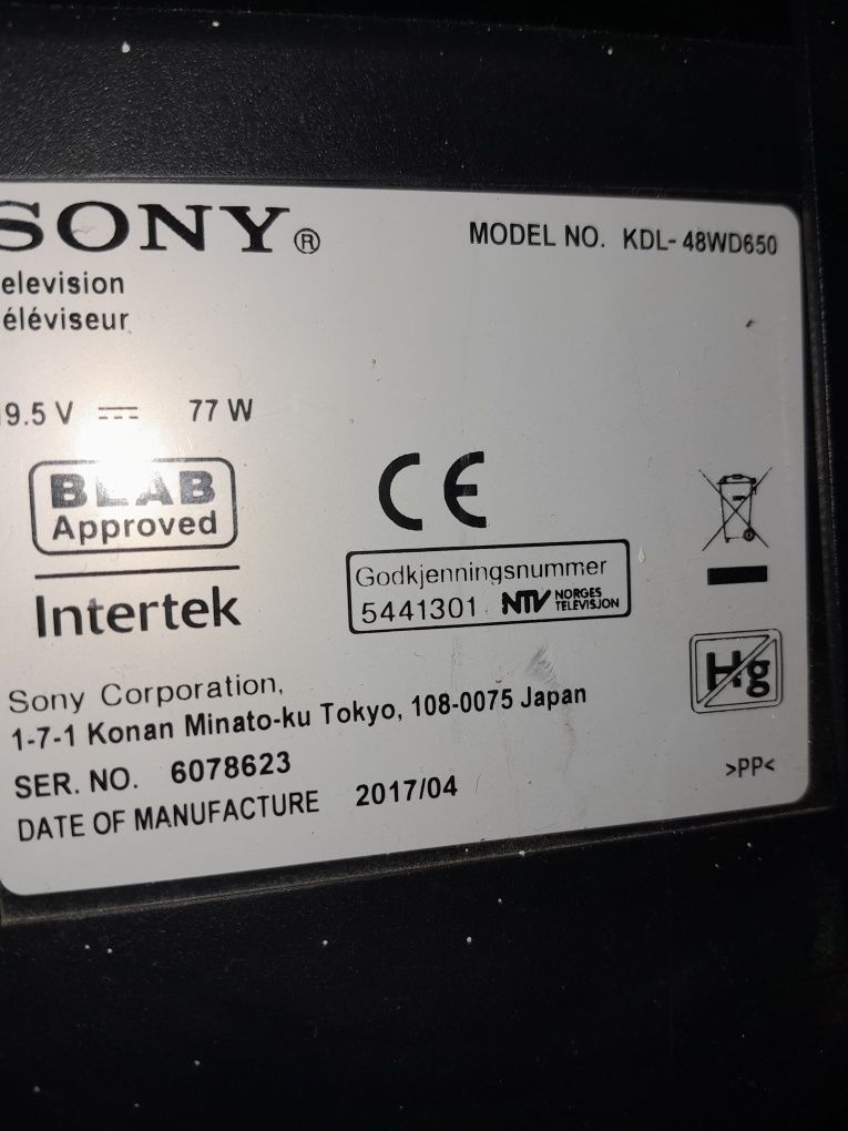 Tv SONY Bravia defect