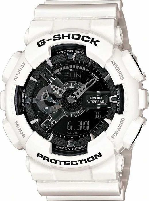 Ceas Sport CASIO G-SHOCK GA-110 WHITE&BLACK-ALB Lucios Nou !! 2025 !!