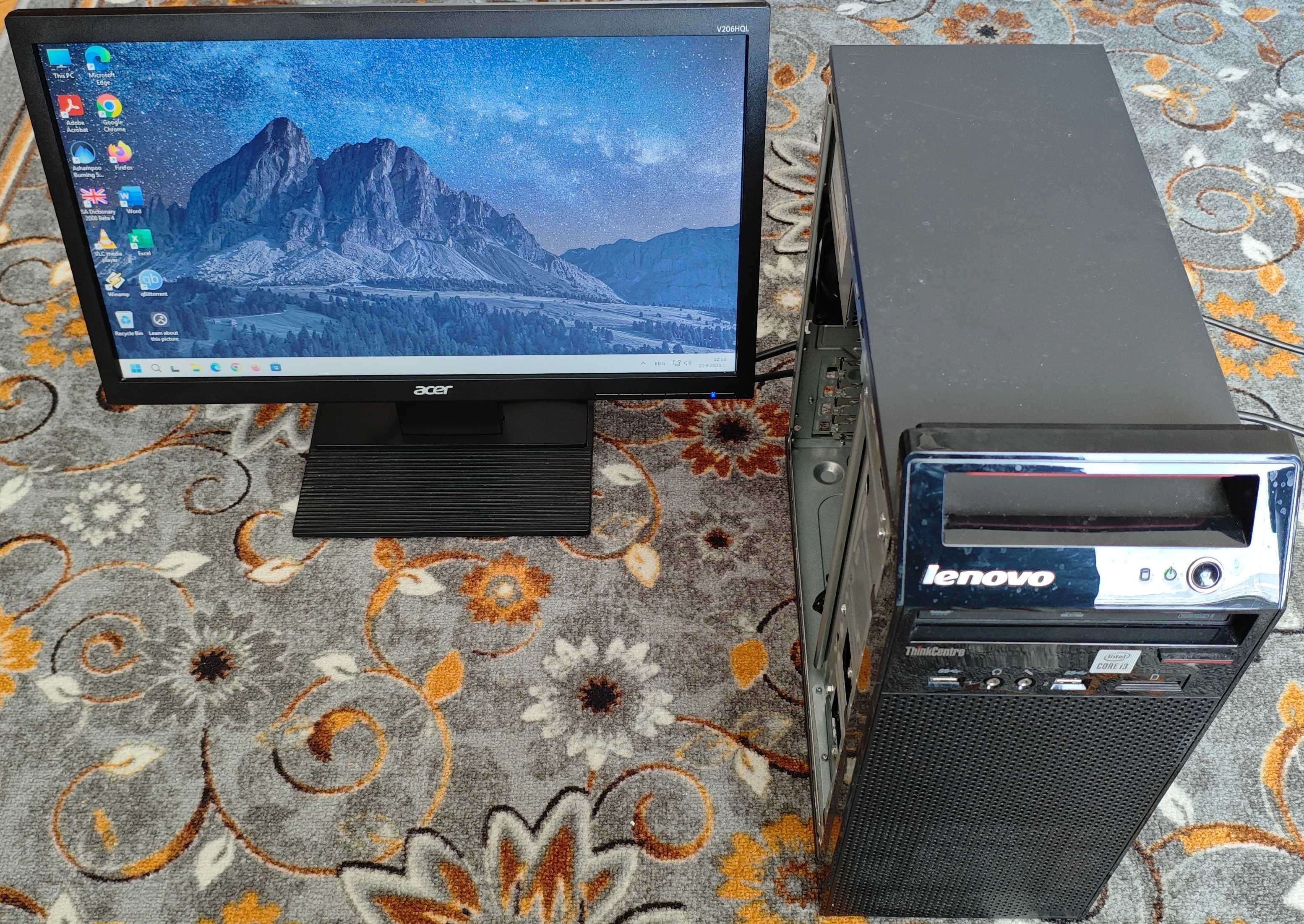 Продавам Компютър LENOVO ThinkCenter E93 с Монитор Acer V206HQL