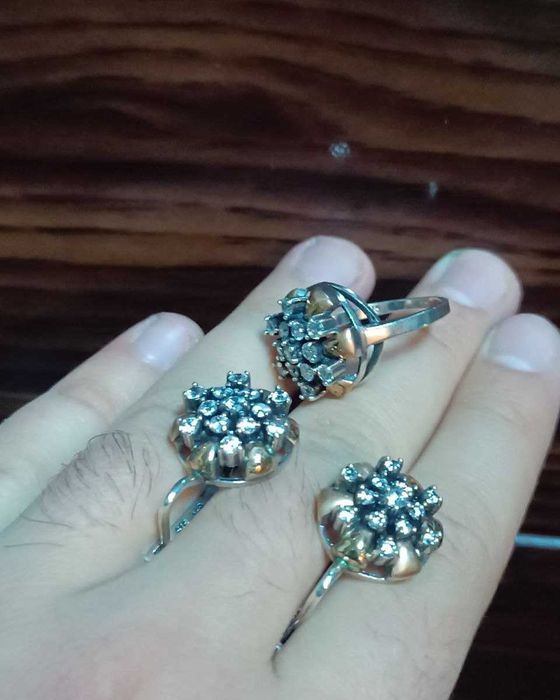 Серьги и кольцо (Серебро+золото)