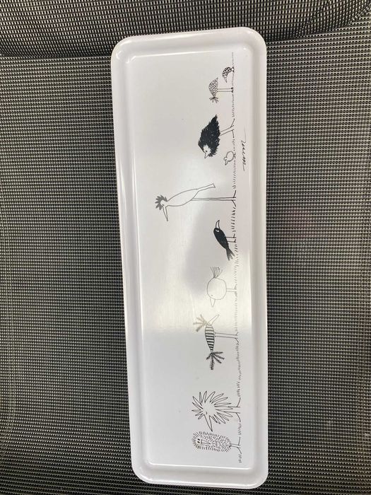 Tava melamina laminata, lucios, alb cu desene, 50x16cm