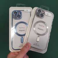 Husa MagSafe iPhone 15 -Protectie Camera- Blue-Silver