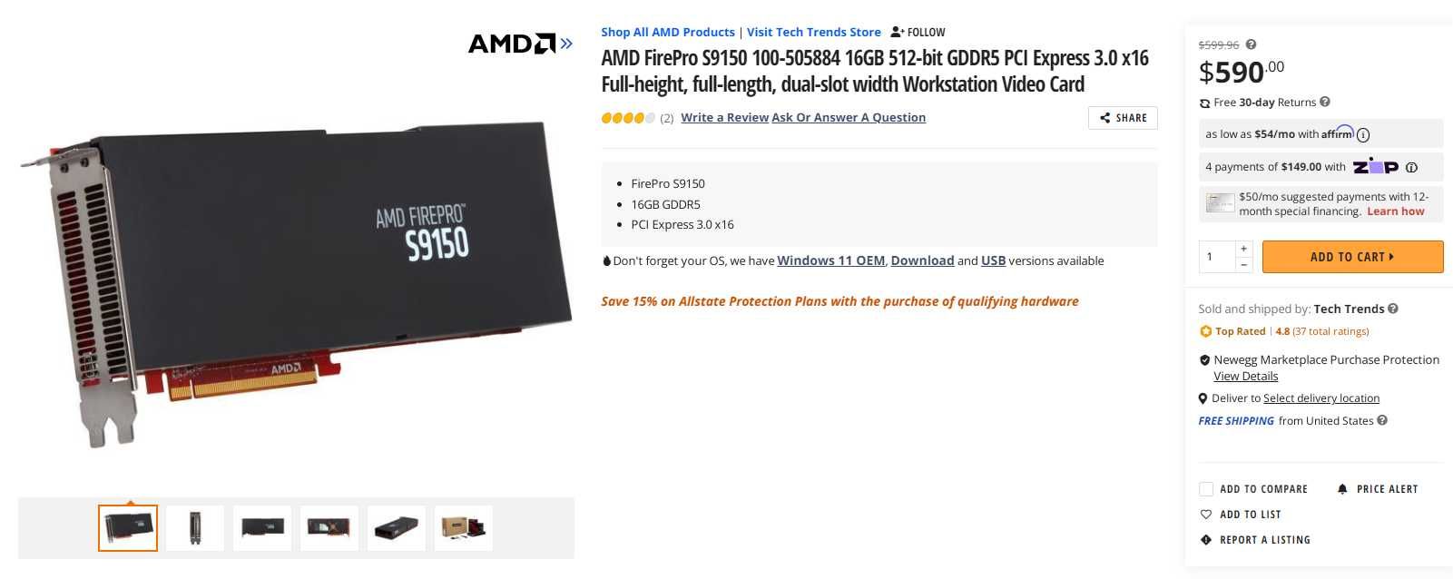Placa video AMD Firepro S9150 16 Gb