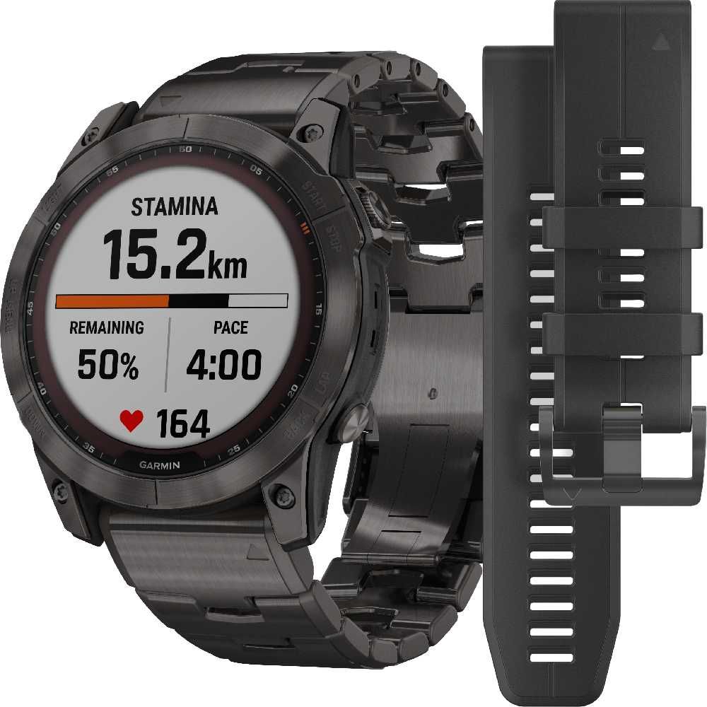 Garmin Fenix 7x Saphire Solar (carbon gray) с титановым ремешком