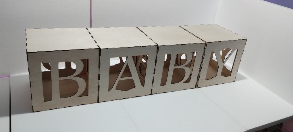 Set 4 cuburi Baby lemn natur, 120x30x30