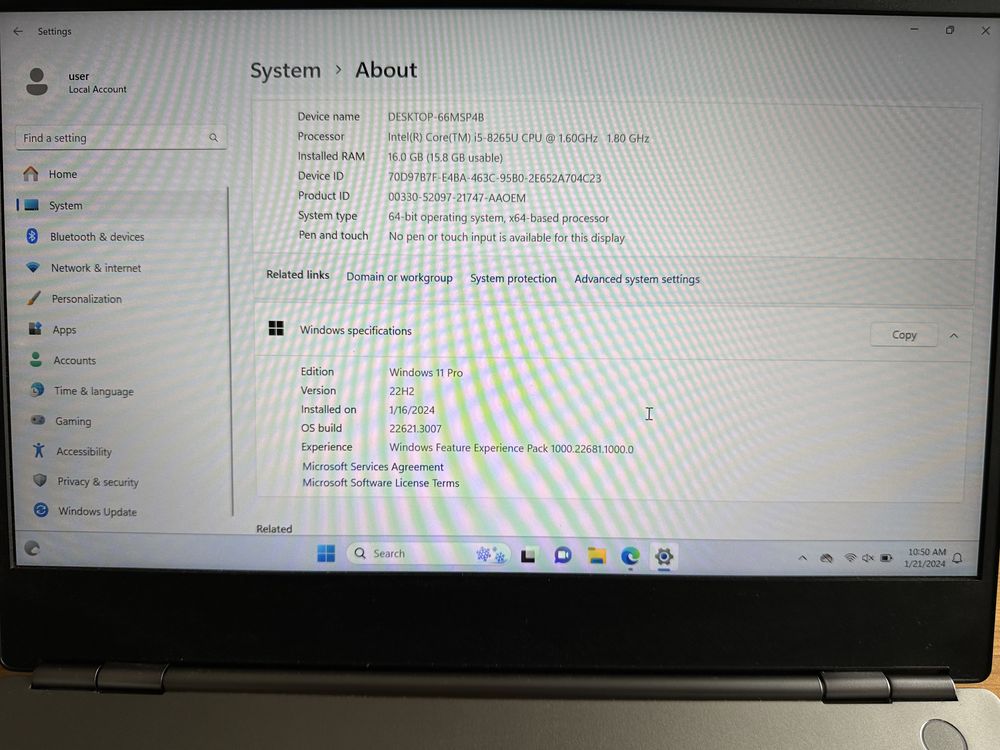 Laptop Lenovo Thinkbook 13s-IWL 16GB RAM 256GB SSD